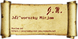 Jávorszky Mirjam névjegykártya